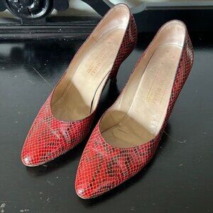 Vintage Bruno Magli Red Snake Skin Heels